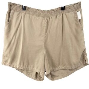 Caslon Shorts Womens 2X Pull On Tencel Elastic‎ Smocked Waist Relaxed Fit